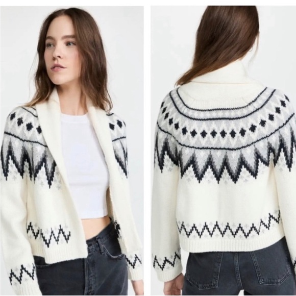 THE GREAT. Black and White Patterned Cardigan - Picture 2 of 13